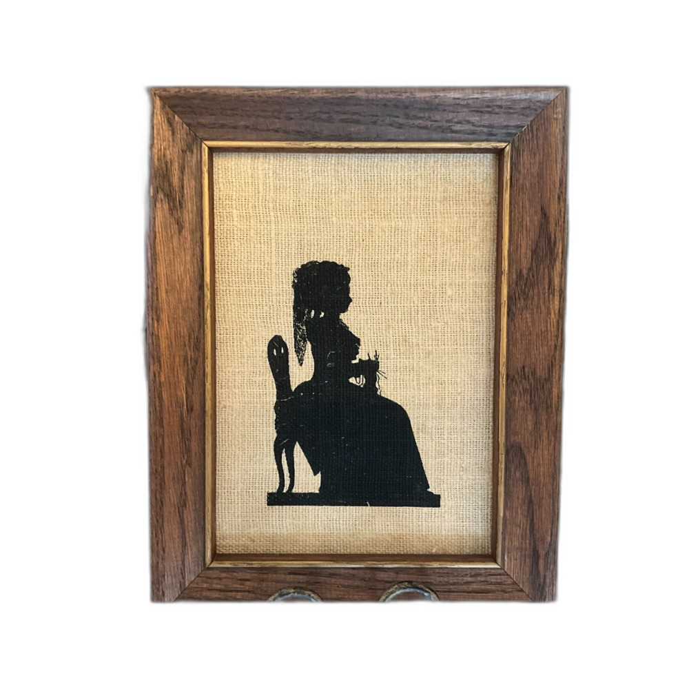 Vintage Kay Dee Handprints Silhouettes Linen art background framed must see - Picture 4 of 6